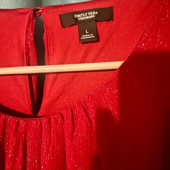 Simply Vera Vera Wang Red Shimmer Blouse - Picture 2 of 5